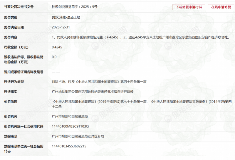 广州地铁多个新建站点涉违规用地，最新回应